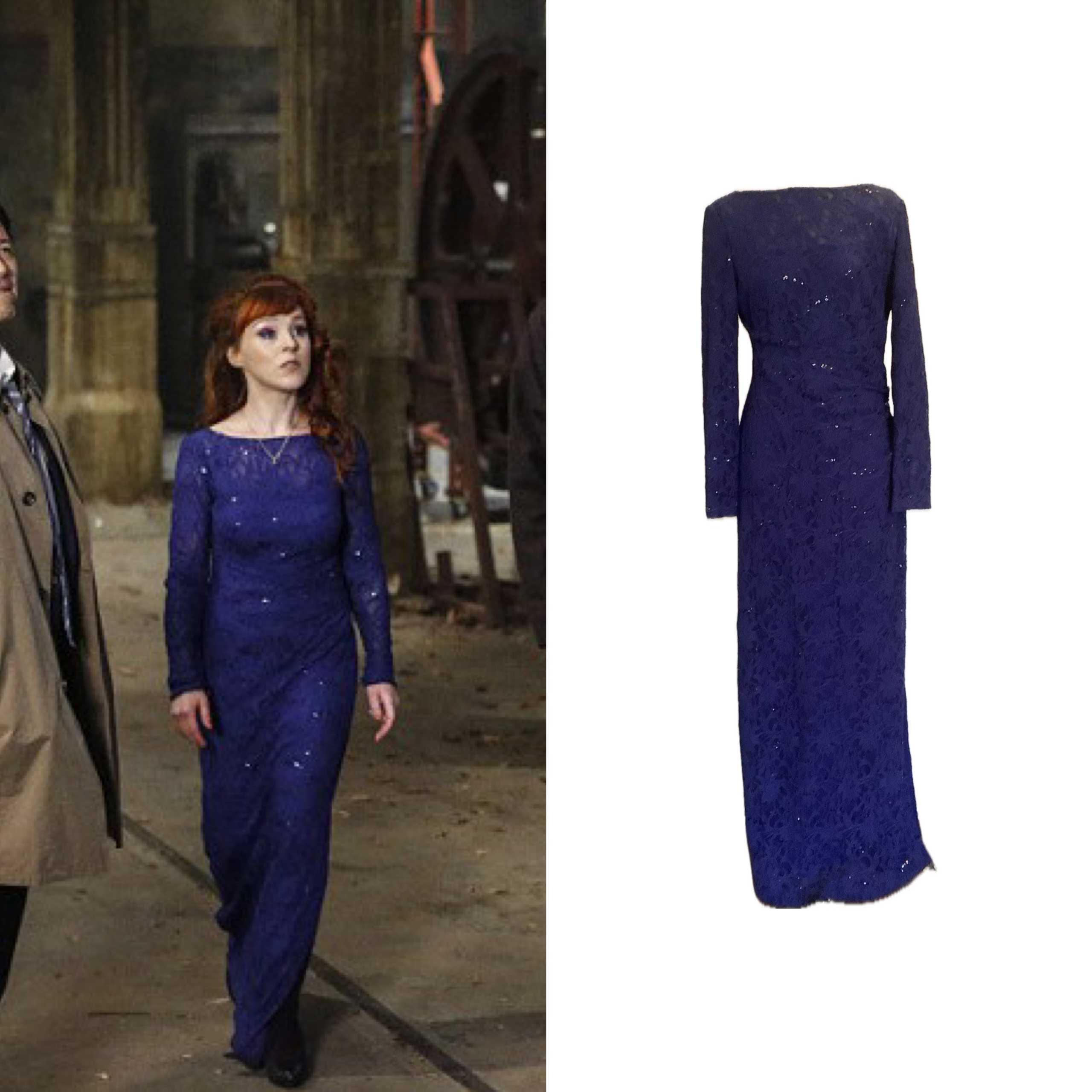 Supernatural: Season 11 Episode 22 Rowena's Blue Lace Dress - | TV Fashion & Outfits